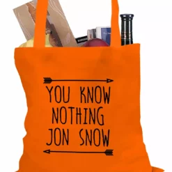 Bewild Comic Con & Gaming Clothing Video Game (Black Print) You Know Nothing Jon Snow Tote Bag