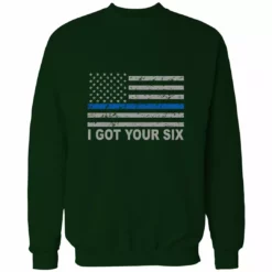 Bewild Blue Line American Flag - I Got Your Six - Blue Lives Matter Adult Crewneck