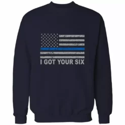 Bewild Blue Line American Flag - I Got Your Six - Blue Lives Matter Adult Crewneck 14 Bewild Blue Line American Flag - I Got Your Six - Blue Lives Matter Adult Crewneck