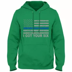 Bewild Positive Reinforcement Blue Line American Flag - I Got Your Six - Blue Lives Matter Adult Hoodie