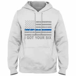 Bewild Positive Reinforcement Blue Line American Flag - I Got Your Six - Blue Lives Matter Adult Hoodie