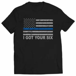 Bewild Blue Line American Flag - I Got Your Six - Blue Lives Matter Mens T-shirt