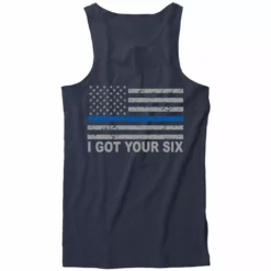 Bewild Blue Line American Flag - I Got Your Six - Blue Lives Matter Tank Top Positive Reinforcement