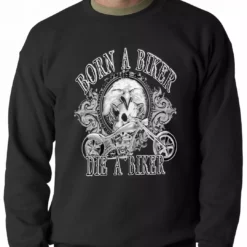 Bewild Born To Be A Biker Adult Crewneck Biker Style