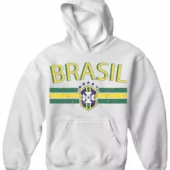 Bewild Nationality & Ethnic Brasil Vintage Shield International Mens Hoodie