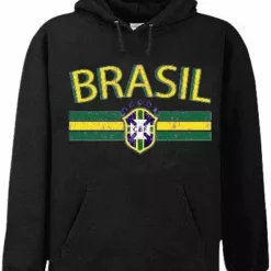 Bewild Nationality & Ethnic Brasil Vintage Shield International Mens Hoodie