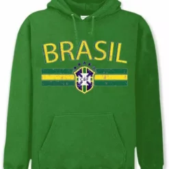Bewild Nationality & Ethnic Brasil Vintage Shield International Mens Hoodie