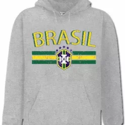 Bewild Nationality & Ethnic Brasil Vintage Shield International Mens Hoodie