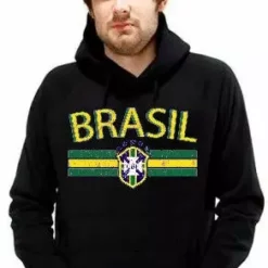 Bewild Nationality & Ethnic Brasil Vintage Shield International Mens Hoodie