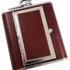 Bewild Flask With Built In Cigarette Case (Brown, 5oz) (For Regular Size Cigarettes) Cigarette Cases