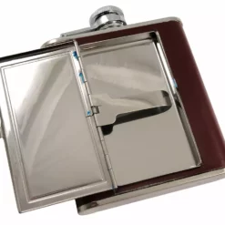 Bewild Flask With Built In Cigarette Case (Brown, 5oz) (For Regular Size Cigarettes) Cigarette Cases