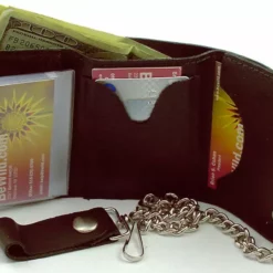 Bewild 4" Brown Tri-Fold Leather Chain Wallet Wallets & Chains 12 Bewild 4
