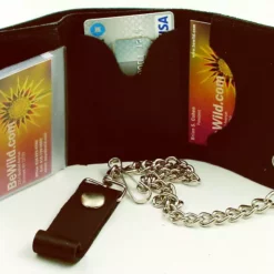 Bewild 4" Brown Tri-Fold Leather Chain Wallet Wallets & Chains 13 Bewild 4