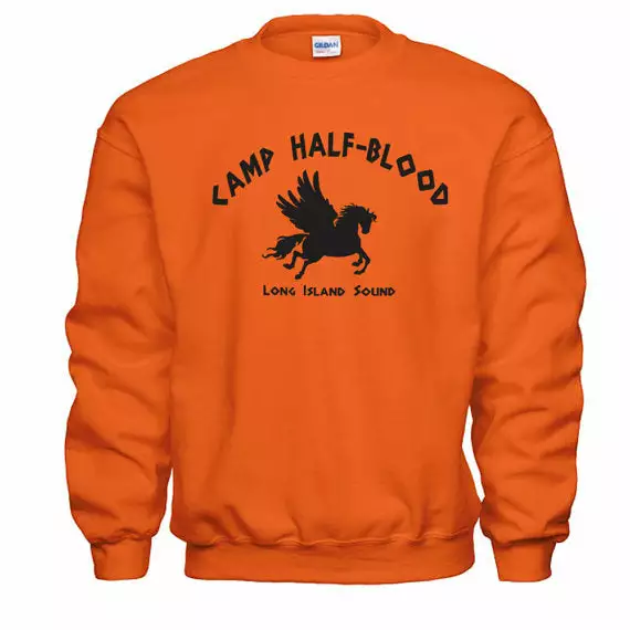 Bewild Cool Funny & Offensive Camp Half Blood Long Island Sound Crew Neck Sweatshirt (Orange) 4 Bewild Cool Funny & Offensive Camp Half Blood Long Island Sound Crew Neck Sweatshirt (Orange)