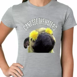 Bewild Cool Funny & Offensive Can't See The Haters Funny Pug Ladies T-shirt