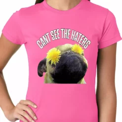 Bewild Cool Funny & Offensive Can't See The Haters Funny Pug Ladies T-shirt
