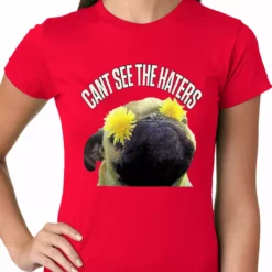 Bewild Cool Funny & Offensive Can't See The Haters Funny Pug Ladies T-shirt