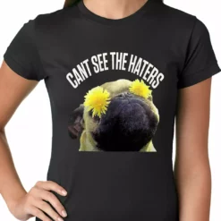Bewild Cool Funny & Offensive Can't See The Haters Funny Pug Ladies T-shirt
