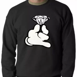 Bewild Cartoon Hand With Diamond Crewneck