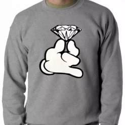Bewild Cartoon Hand With Diamond Crewneck