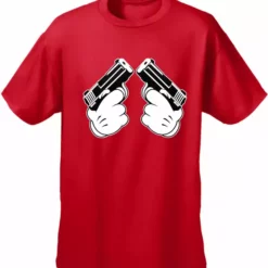 Bewild Cartoon Hands Double Gun's Men's T-Shirt