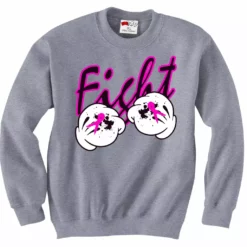 Bewild Cartoon Hands Fight Breast Cancer Adult Crewneck Positive Reinforcement