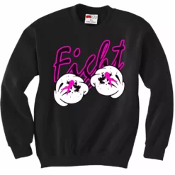 Bewild Cartoon Hands Fight Breast Cancer Adult Crewneck Positive Reinforcement