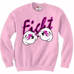 Bewild Cartoon Hands Fight Breast Cancer Adult Crewneck Positive Reinforcement