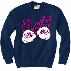 Bewild Cartoon Hands Fight Breast Cancer Adult Crewneck Positive Reinforcement