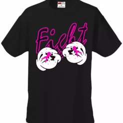 Bewild Cartoon Hands Fight Breast Cancer Mens T-shirt Cool Funny & Offensive