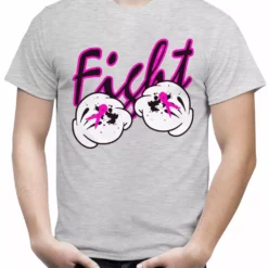 Bewild Cartoon Hands Fight Breast Cancer Mens T-shirt Cool Funny & Offensive