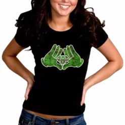 Bewild Cartoon Hands Pot Leaf Diamond Girl's T-Shirt Cool Funny & Offensive