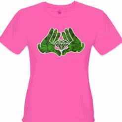 Bewild Cartoon Hands Pot Leaf Diamond Girl's T-Shirt Cool Funny & Offensive