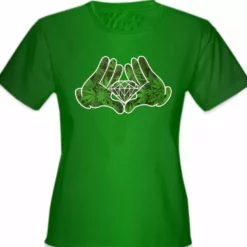 Bewild Cartoon Hands Pot Leaf Diamond Girl's T-Shirt Cool Funny & Offensive