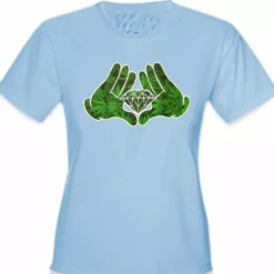 Bewild Cartoon Hands Pot Leaf Diamond Girl's T-Shirt Cool Funny & Offensive
