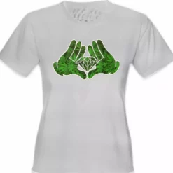 Bewild Cartoon Hands Pot Leaf Diamond Girl's T-Shirt Cool Funny & Offensive