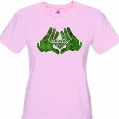 Bewild Cartoon Hands Pot Leaf Diamond Girl's T-Shirt Cool Funny & Offensive