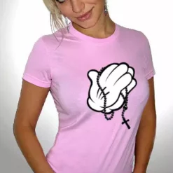 Bewild Cartoon Hands Praying Girl's T-Shirt