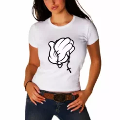 Bewild Cartoon Hands Praying Girl's T-Shirt