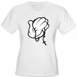 Bewild Cartoon Hands Praying Girl's T-Shirt