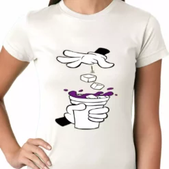 Bewild Cartoon Hands - Purple Drink Ladies T-shirt Cool Funny & Offensive