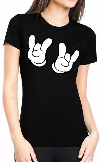 Bewild Cartoon Hands Rock On Girl's T-Shirt 5 Bewild Cartoon Hands Rock On Girl's T-Shirt