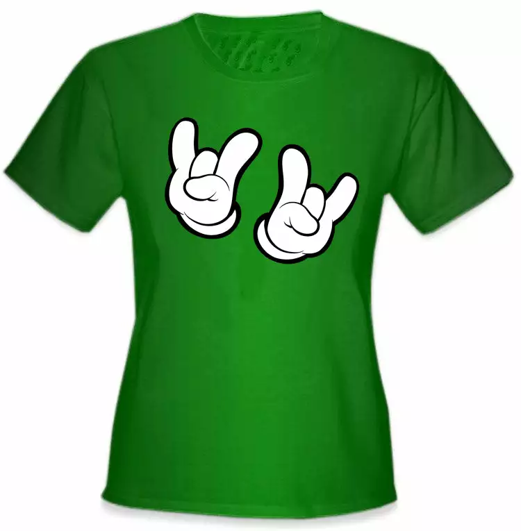 Bewild Cartoon Hands Rock On Girl's T-Shirt 6 Bewild Cartoon Hands Rock On Girl's T-Shirt