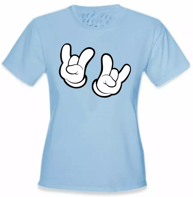 Bewild Cartoon Hands Rock On Girl's T-Shirt 7 Bewild Cartoon Hands Rock On Girl's T-Shirt
