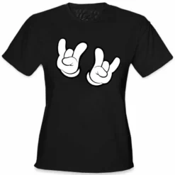 Bewild Cartoon Hands Rock On Girl's T-Shirt
