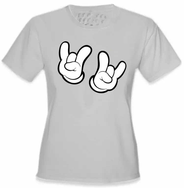 Bewild Cartoon Hands Rock On Girl's T-Shirt 8 Bewild Cartoon Hands Rock On Girl's T-Shirt
