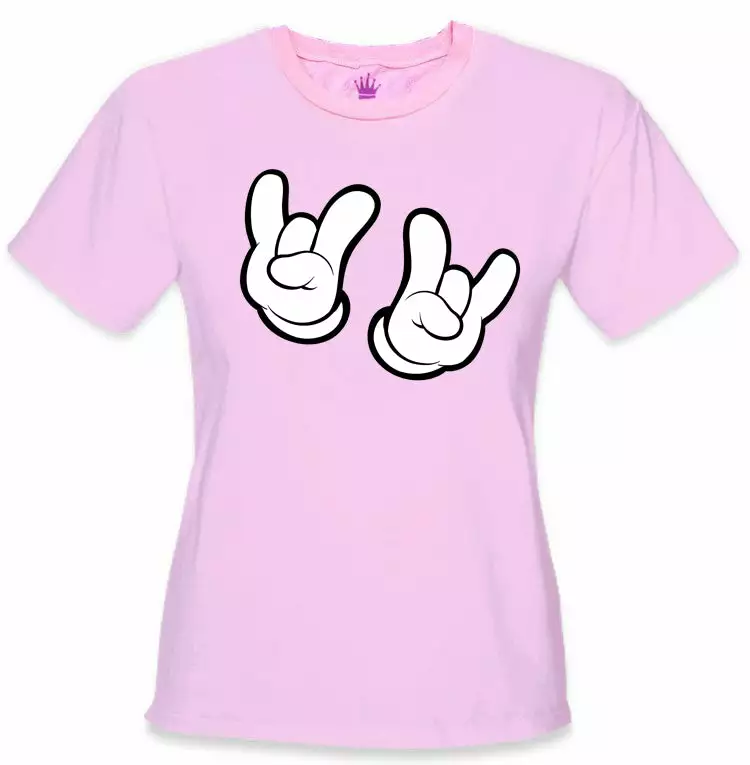 Bewild Cartoon Hands Rock On Girl's T-Shirt 9 Bewild Cartoon Hands Rock On Girl's T-Shirt