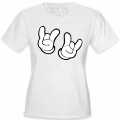 Bewild Cartoon Hands Rock On Girl's T-Shirt 20 Bewild Cartoon Hands Rock On Girl's T-Shirt