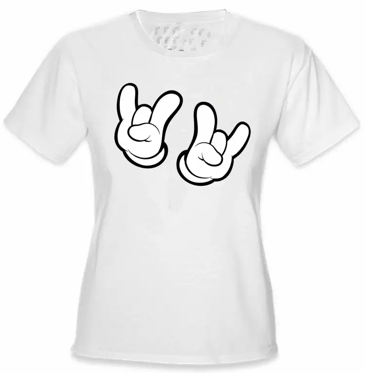 Bewild Cartoon Hands Rock On Girl's T-Shirt 11 Bewild Cartoon Hands Rock On Girl's T-Shirt