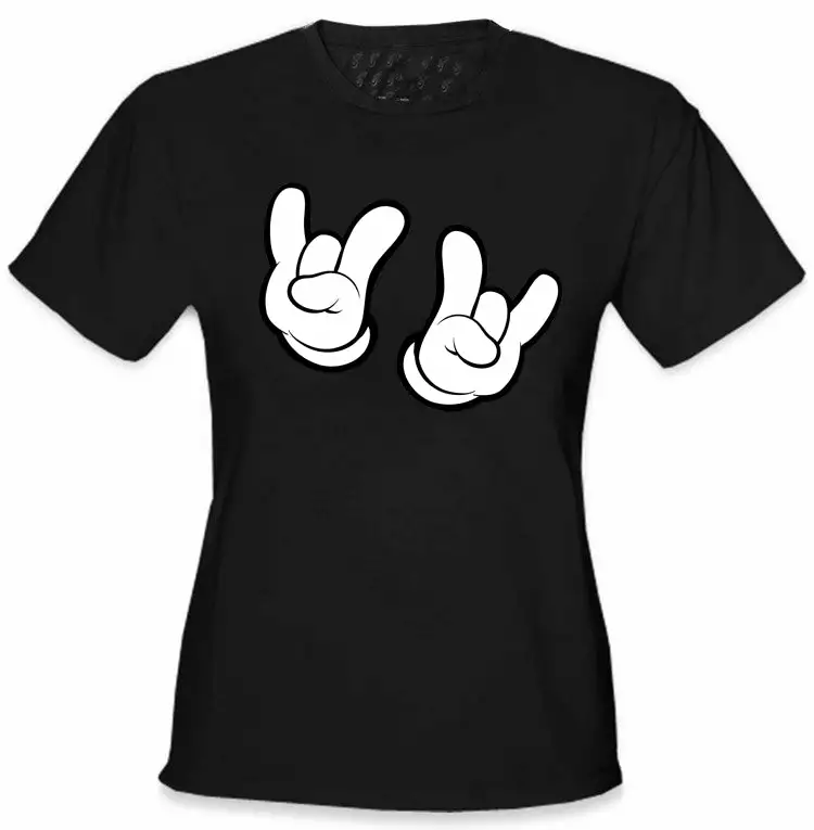 Bewild Cartoon Hands Rock On Girl's T-Shirt 4 Bewild Cartoon Hands Rock On Girl's T-Shirt